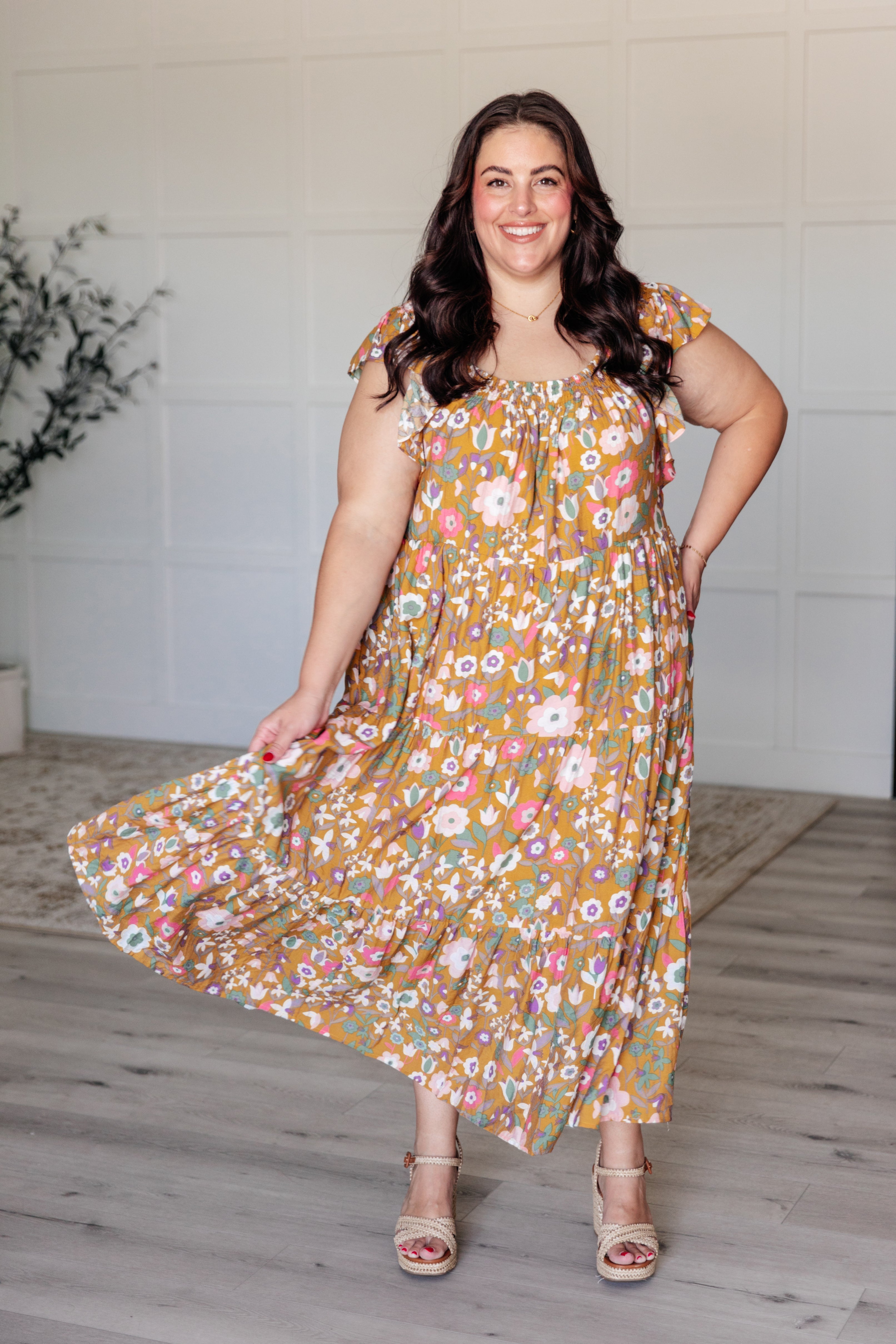 Flutter Sleeve Dress for Women - Elegant Flowy Summer Dress with Feminine Ruffle Sleeves | Perfect for Beach Vacations, Date Nights & Outdoor Weddings