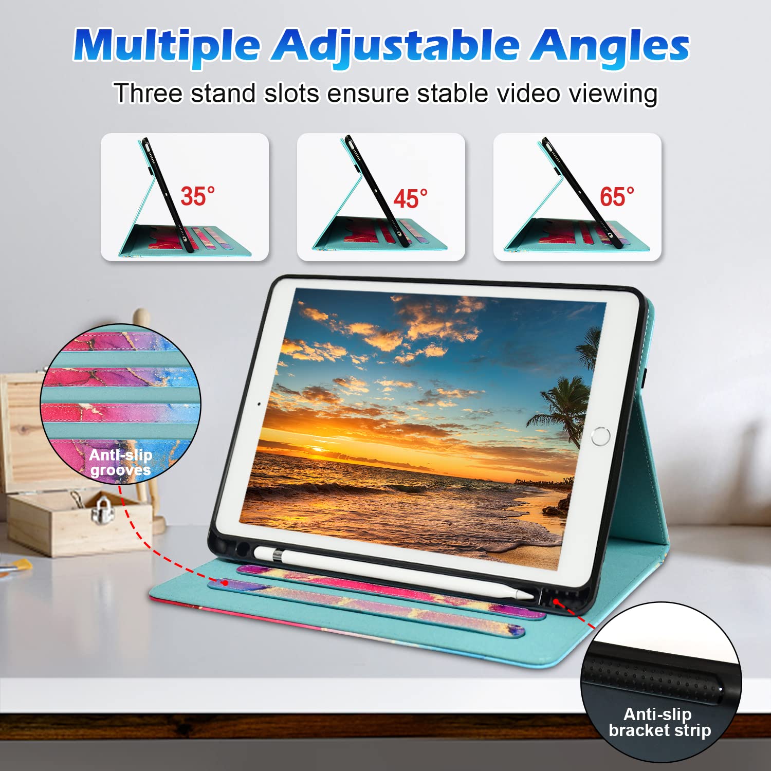 Premium Leather Folio Case for iPad 6th/5th Gen (2018/2017), iPad Air 2 (2014), iPad Air (2013) & iPad Pro 9.7