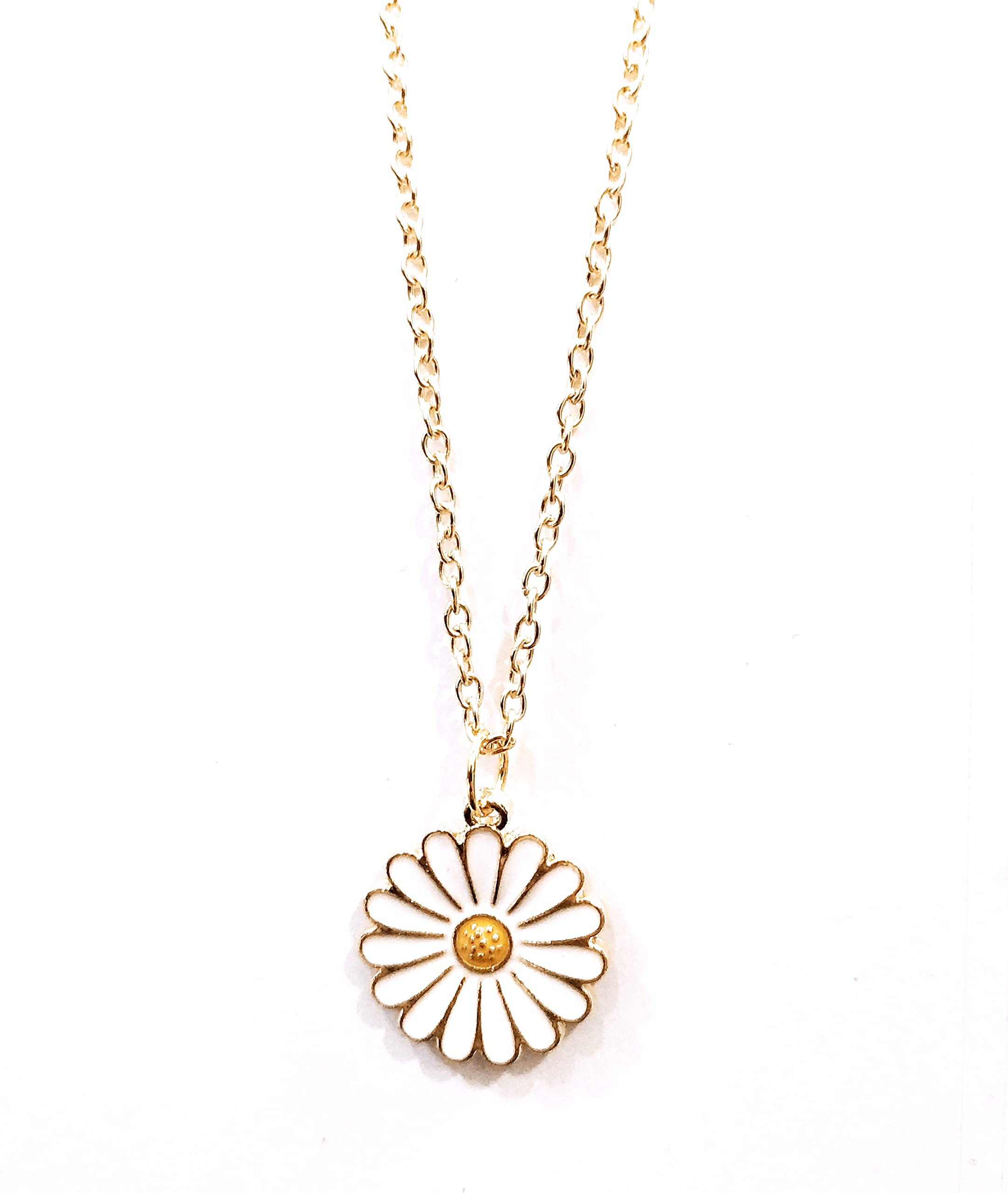 Dulcett Fashion Daisy Pendant Necklace for Women & Girls - Floral Flower Chain Jewelry with White Charm Pendant | Perfect for Birthday Gifts, Anniversaries & Everyday Wear
