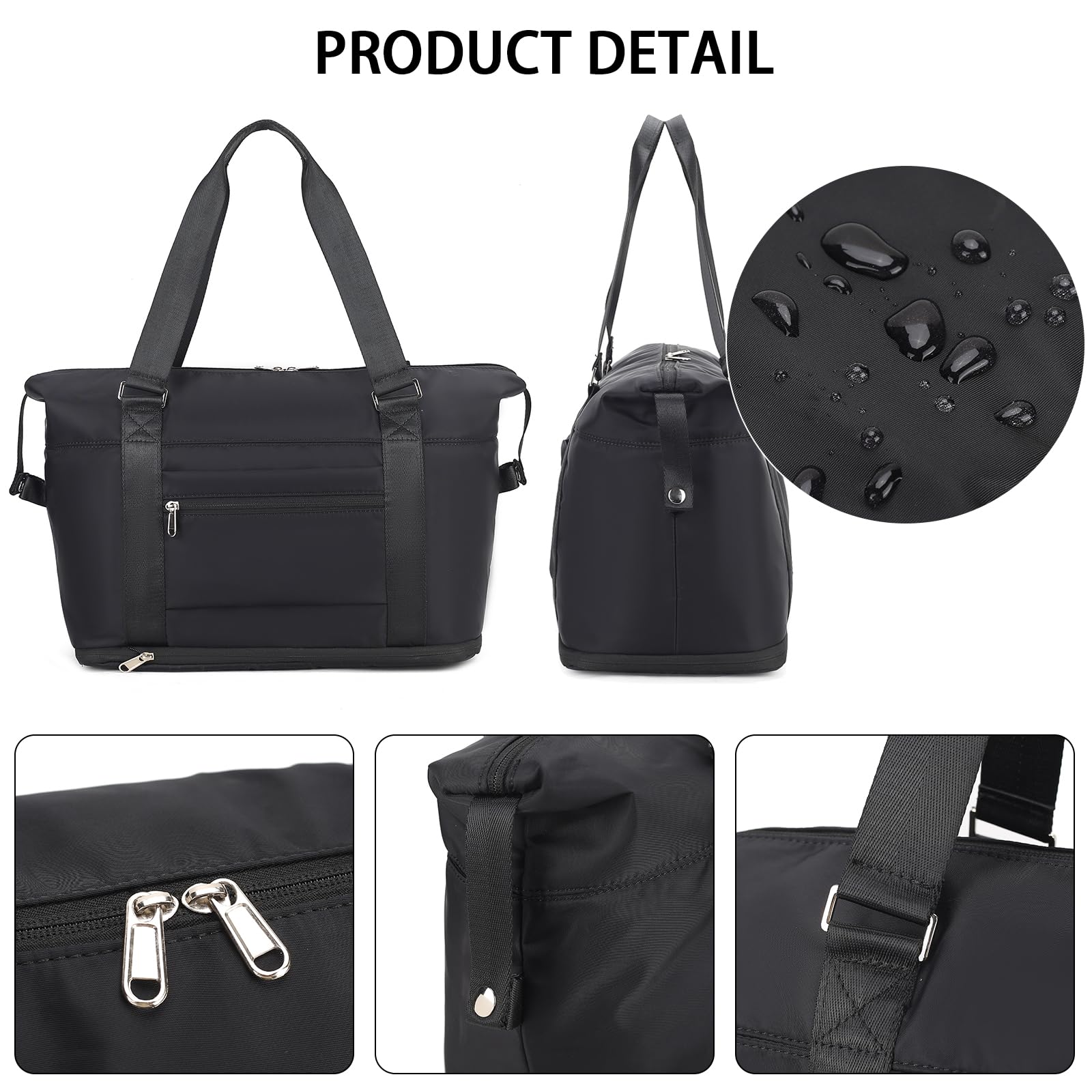Best Travel Duffel Bag for Women & Men - Waterproof Weekender Overnight Carry On Tote, Sport Gym Bag for Travel, Workout & Weekend Getaways (Black)