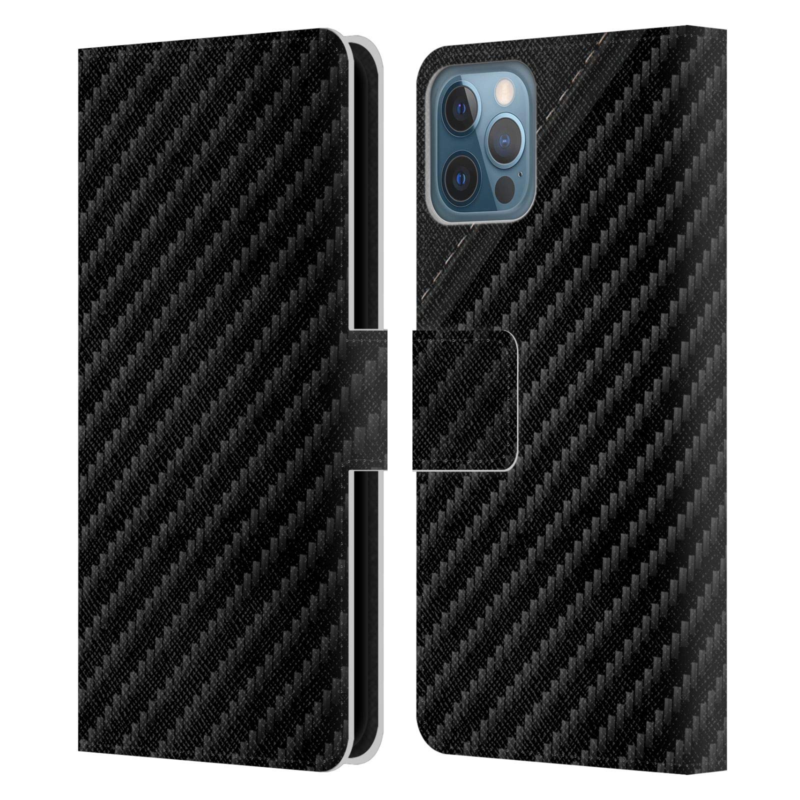 Official Alyn Spiller Leather Carbon Fiber Wallet Case for iPhone 12/12 Pro - Premium Book Style Cover with RFID Protection | Perfect for Business, Travel & Everyday Use