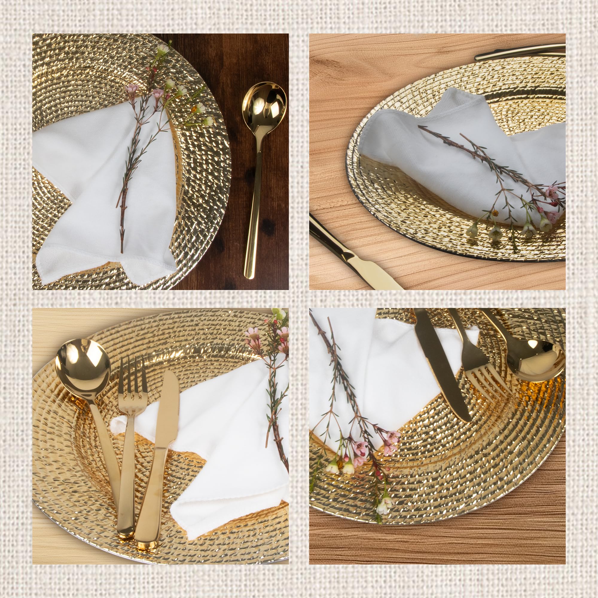 50 Pcs Gold Charger Plates Bulk - Elegant Decorative Dinner Plates for Weddings, Baby Showers & Graduations - 13 Inch Rustic & Modern Table Decor - Perfect for Banquets, Parties & Holiday Dining