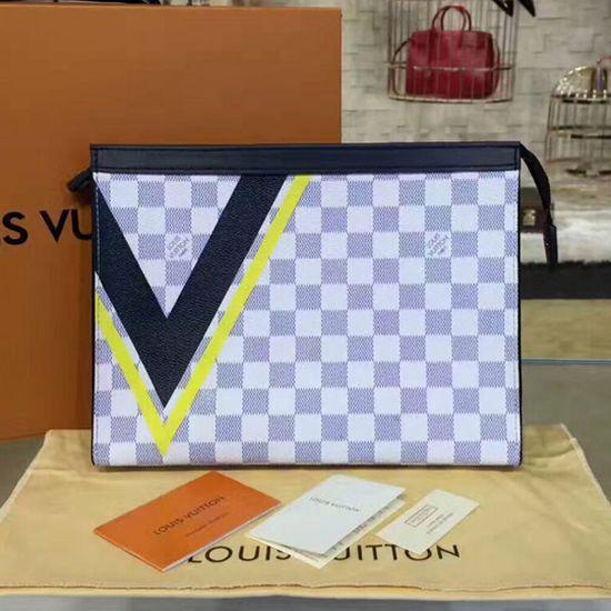 Louis Vuitton Pochette Voyage MM Handbag - Damier Azur Canvas Crossbody Bag for Women | Perfect for Travel, Shopping & Everyday Use