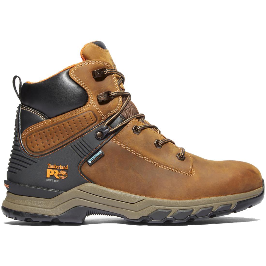 Hypercharge 6 Inch Soft Toe Waterproof Work Boots for Men - Brown Leather Safety Shoes for Construction, Hiking & Outdoor Activities