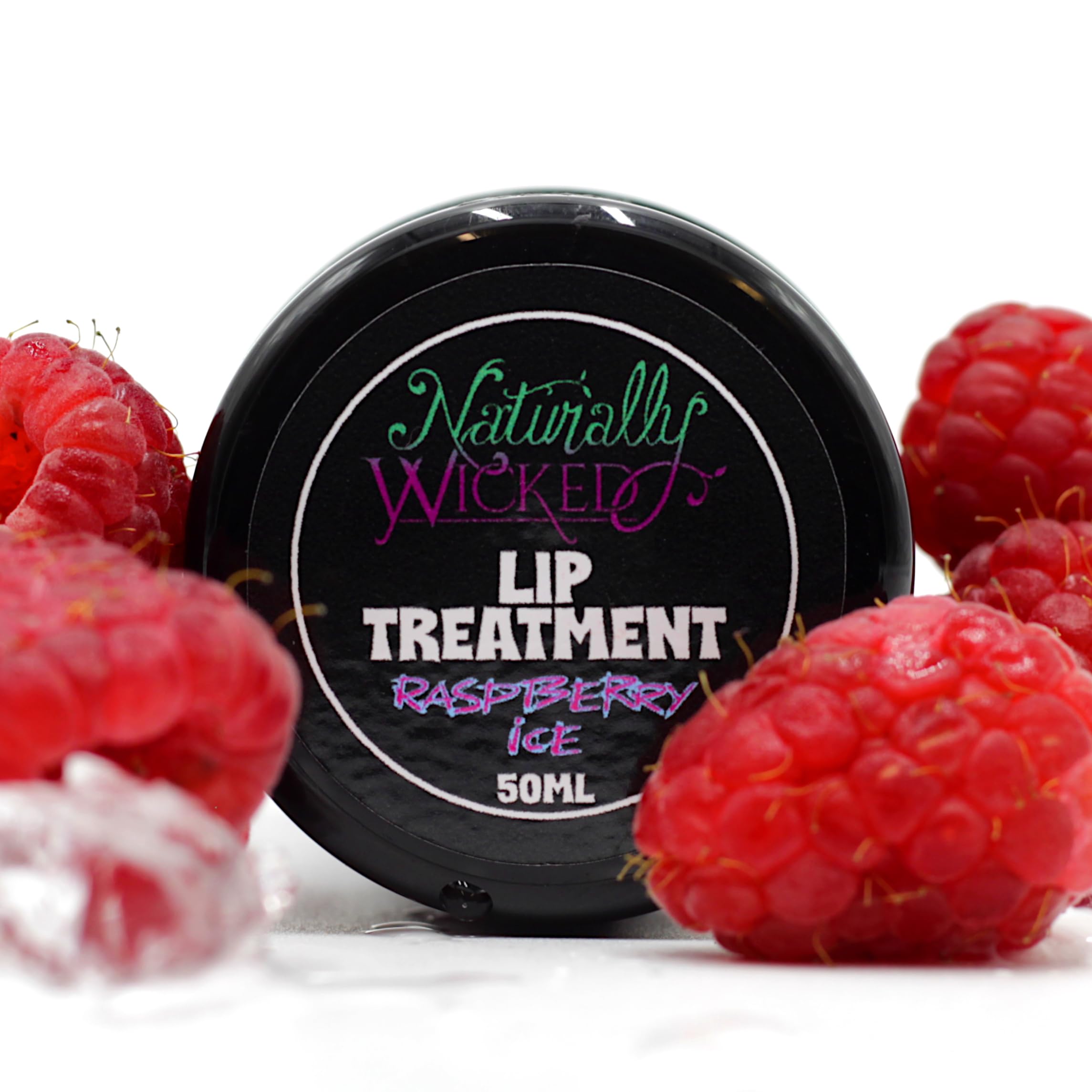Naturally Wicked® Raspberry Ice Lip Treatment 50ml - Hydrating Lip Plumper with Hyaluronic Acid & Peptides for Soft, Full Lips | Perfect for Dry Lips, Chapped Lips & Lip Care Routine
