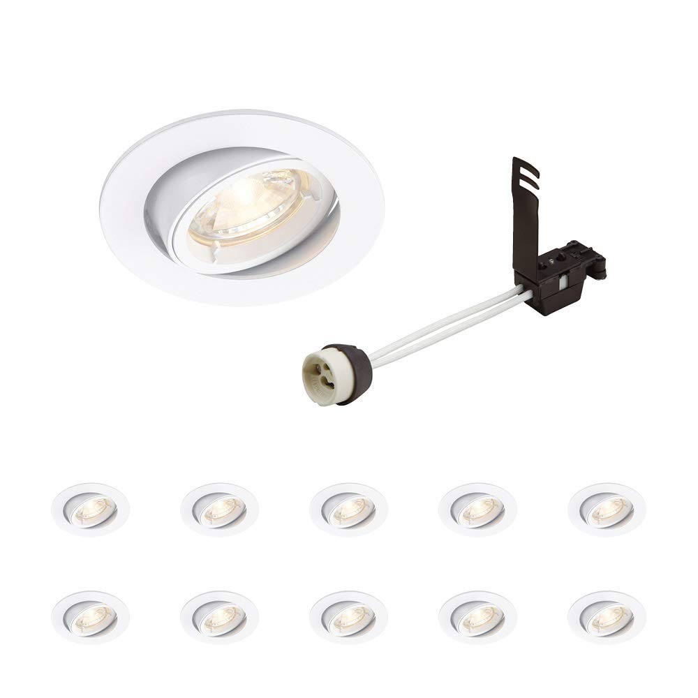 CAST Recessed LED Downlights - 10 Pack Adjustable GU10 Ceiling Spot Lights with Matt White Finish, IP20 Rated for Halogen/LED Bulbs - Perfect for Kitchen, Living Room & Bedroom Lighting