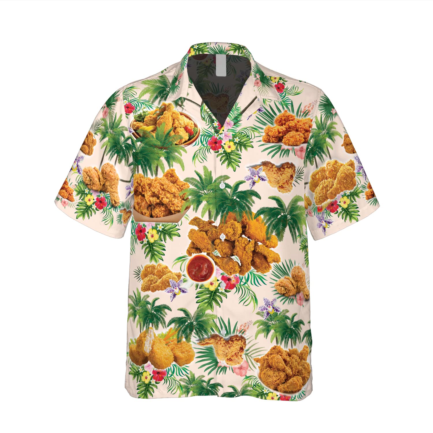 Fast Food Themed Hawaiian Shirts for Men - Short Sleeve Button Down Aloha Shirts with Food Prints | Perfect for Summer Vacations, Beach Parties & Casual Wear