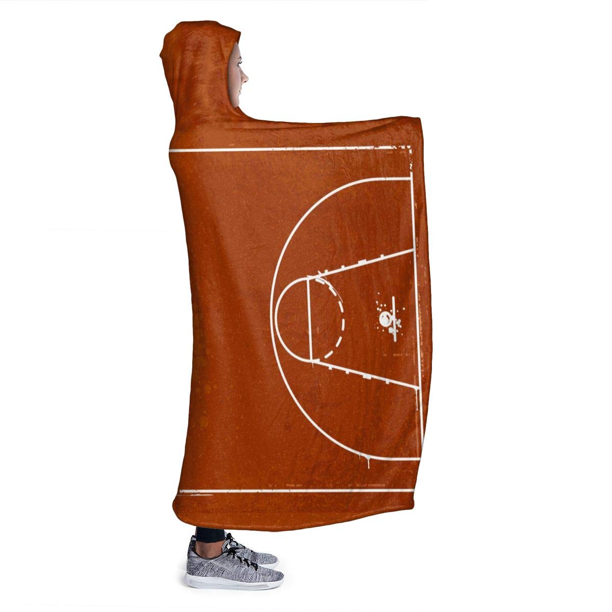 Soft Flannel Hooded Blanket - Lightweight Microfiber Throw for Couch, Sofa & Basketball Playground - Warm Cozy Decorative Blanket 50x40 Inch - All Season Use for Kids & Adults - Perfect for Movie Nights, Camping & Outdoor Activities