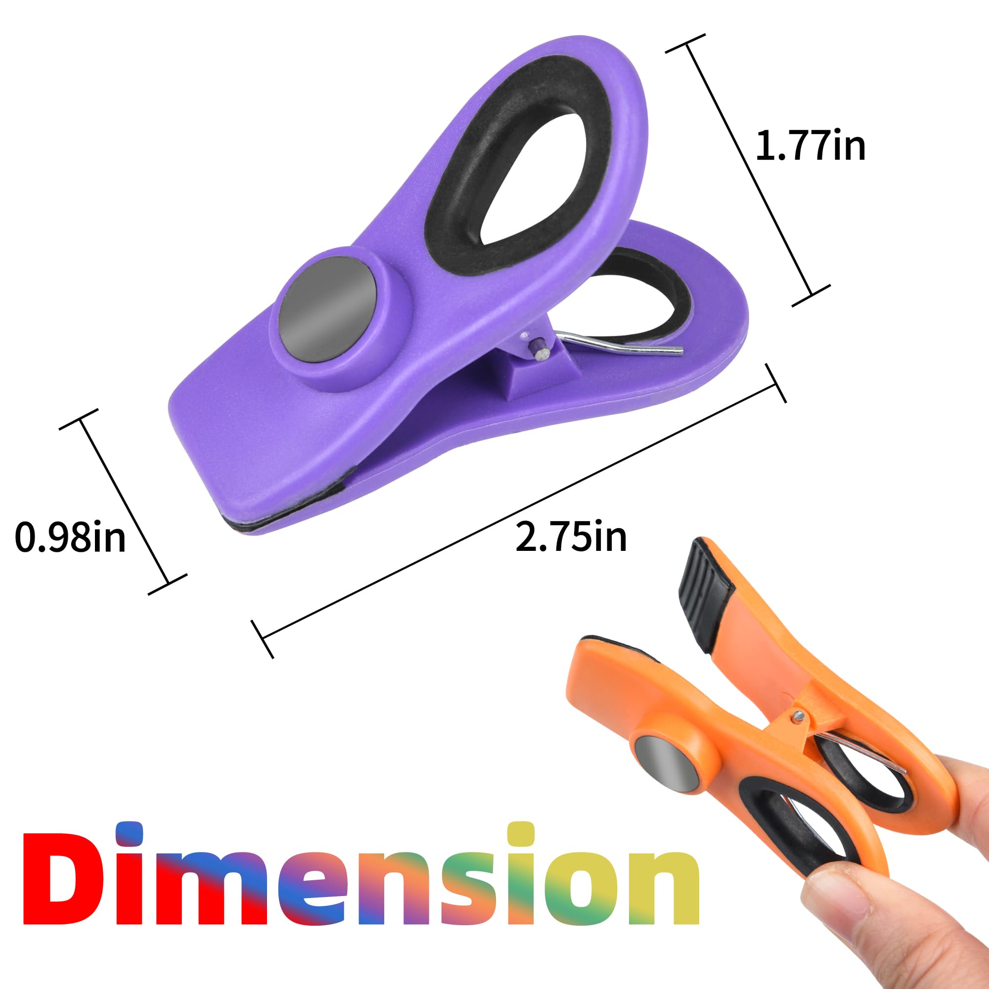 12 Pack Magnetic Chip Clips for Kitchen & Snack Storage - Easy Hanging Bag Sealer Clips