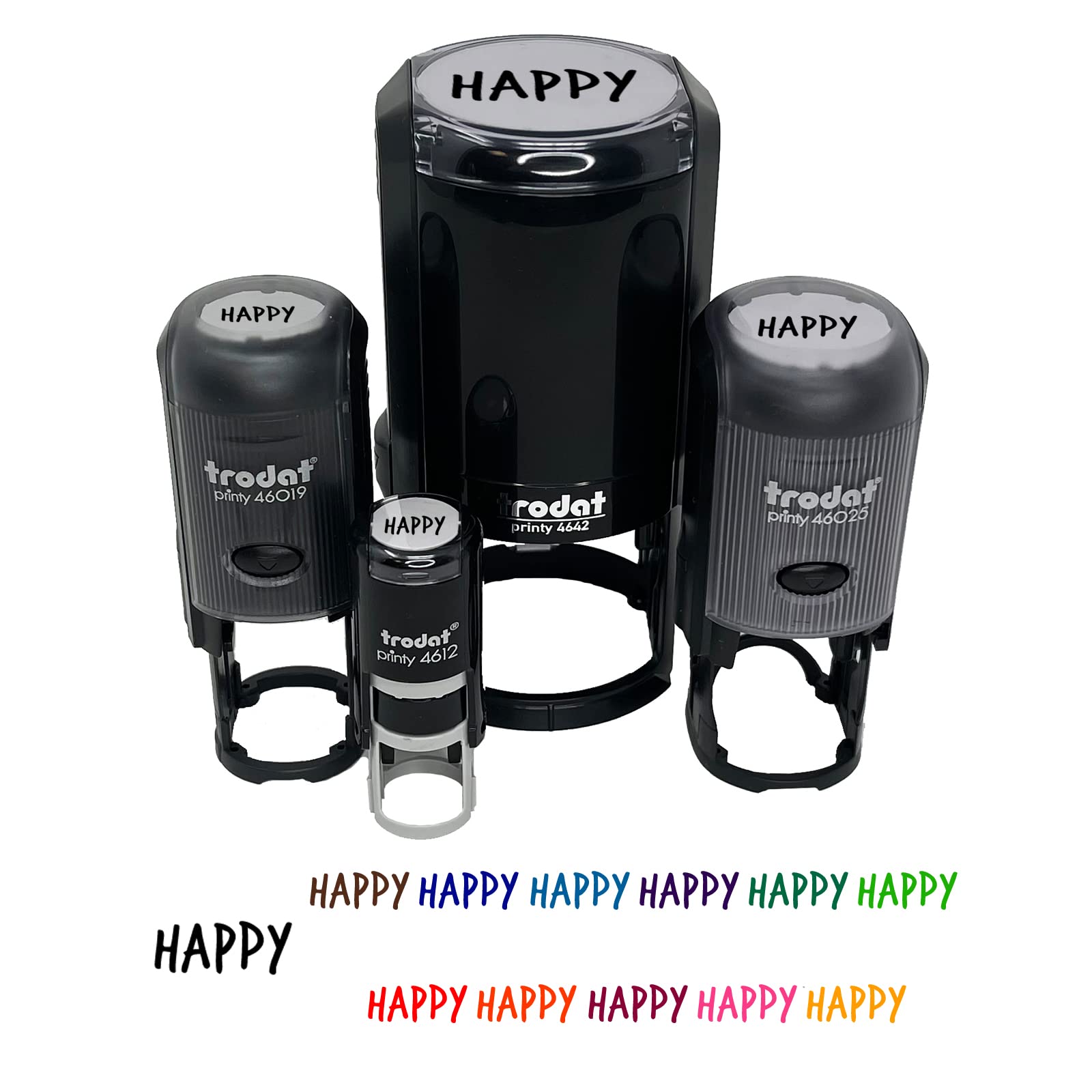 Happy Fun Text Self-Inking Rubber Stamp - 1 Inch Medium Black Ink Stamp for Crafting, Scrapbooking, Planners & DIY Projects - Perfect for Journals, Cards, Gift Wrapping & Office Use