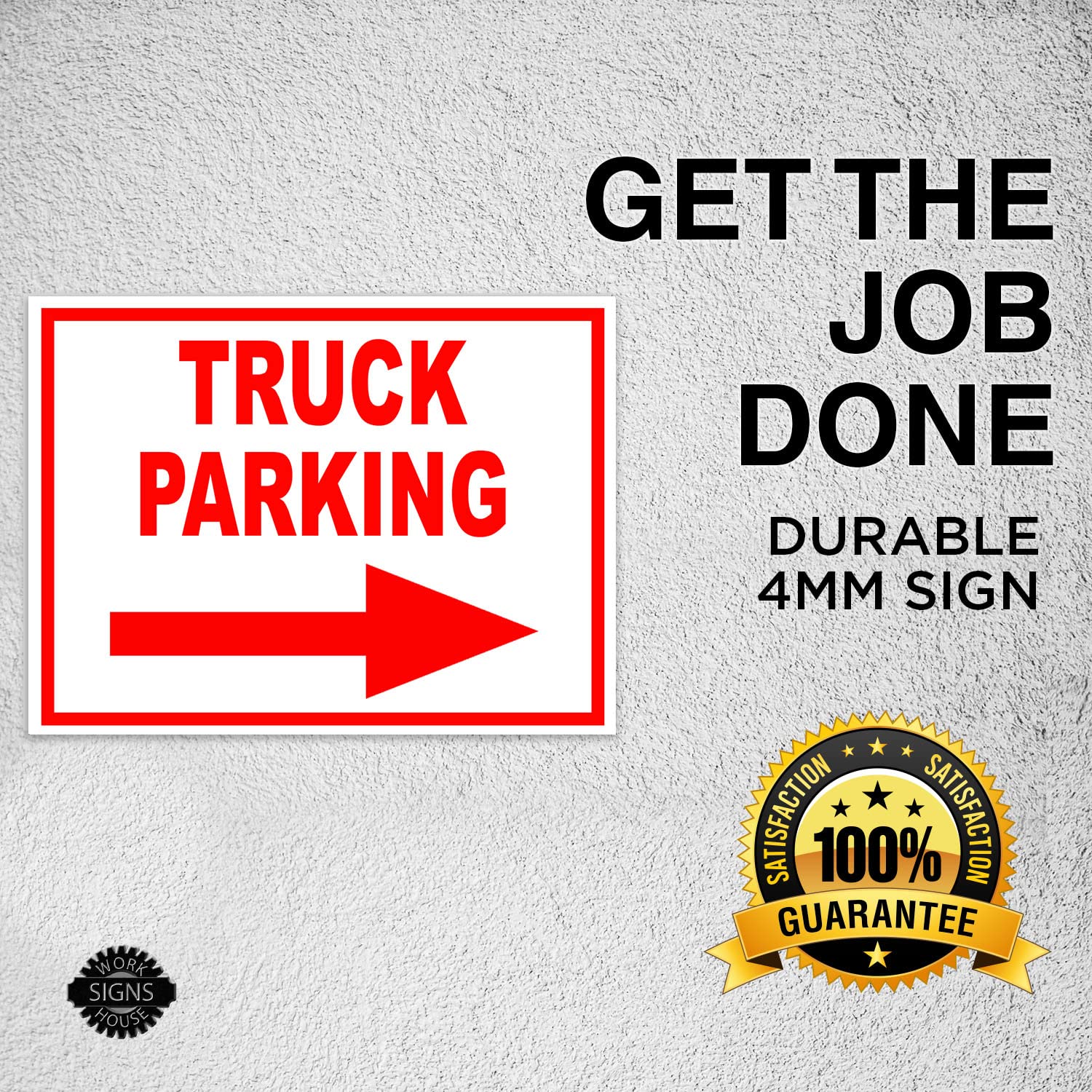 TRUCK PARKING RIGHT ARROW RED YARD SIGN - 18