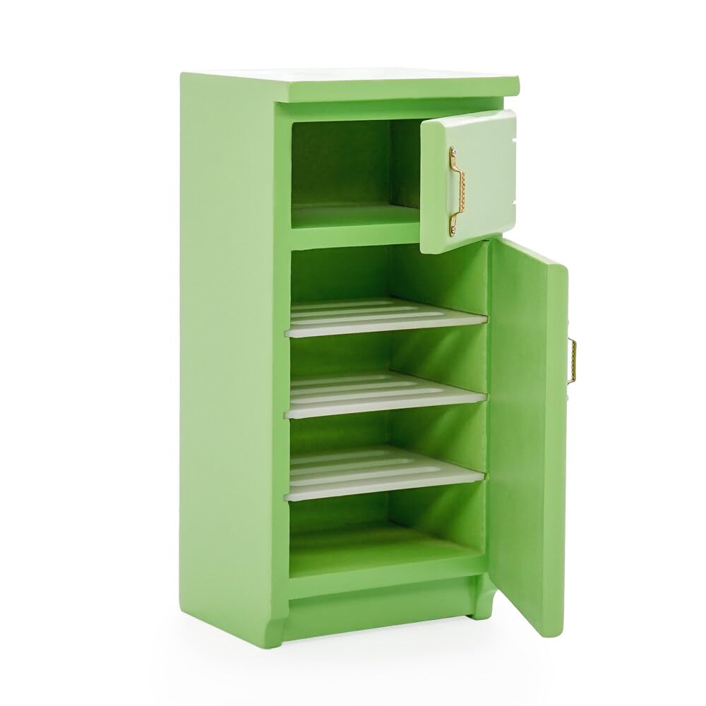 1/12 Scale Miniature Fridge Refrigerator - Green Dollhouse Kitchen Accessory for Model Scenes & DIY Crafts | Perfect for Dollhouse Decor, Miniature Displays & Collectors