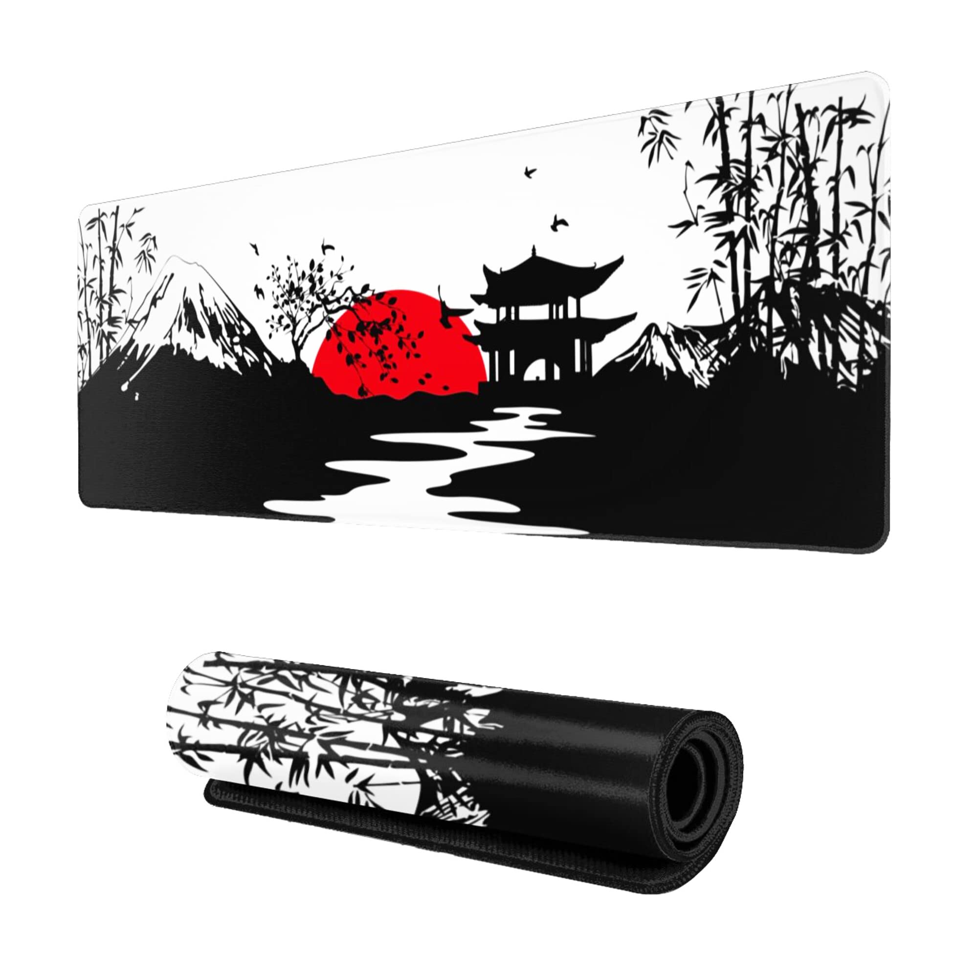Black and Red Japanese Landscapes Gaming Mouse Pad - Extra Large 31.5