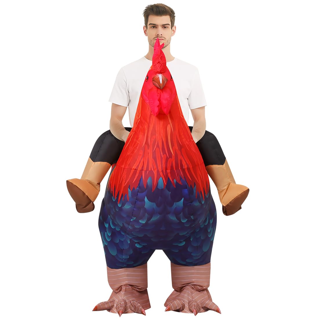 COMIN Inflatable Chicken Costume for Adults - Funny Rooster Suit for Halloween, Cosplay, Birthday & Christmas Parties | Men & Women's Hilarious Outfit for Festivals, Themed Events & Pranks