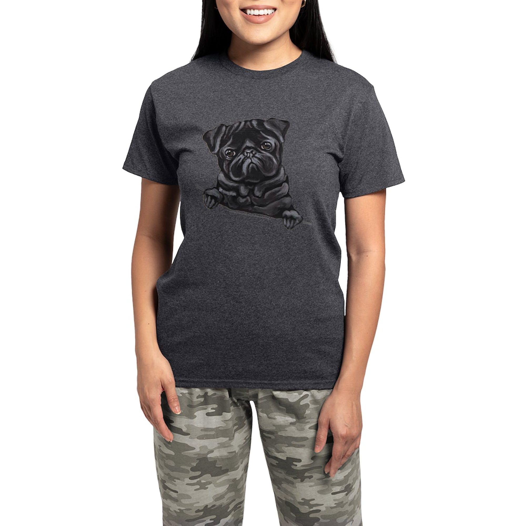 Black Pug Line Art Women's Charcoal Pajama Set - Cute Dog Loungewear for Women | Perfect for Sleepovers, Relaxing at Home & Gifts
