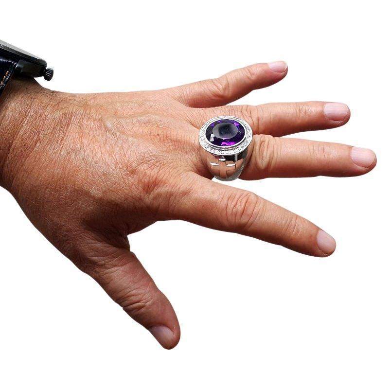 Natural Amethyst Sterling Silver Bishop Ring for Women - Elegant Purple Gemstone Jewelry Gift for Birthday, Anniversary & Spiritual Healing