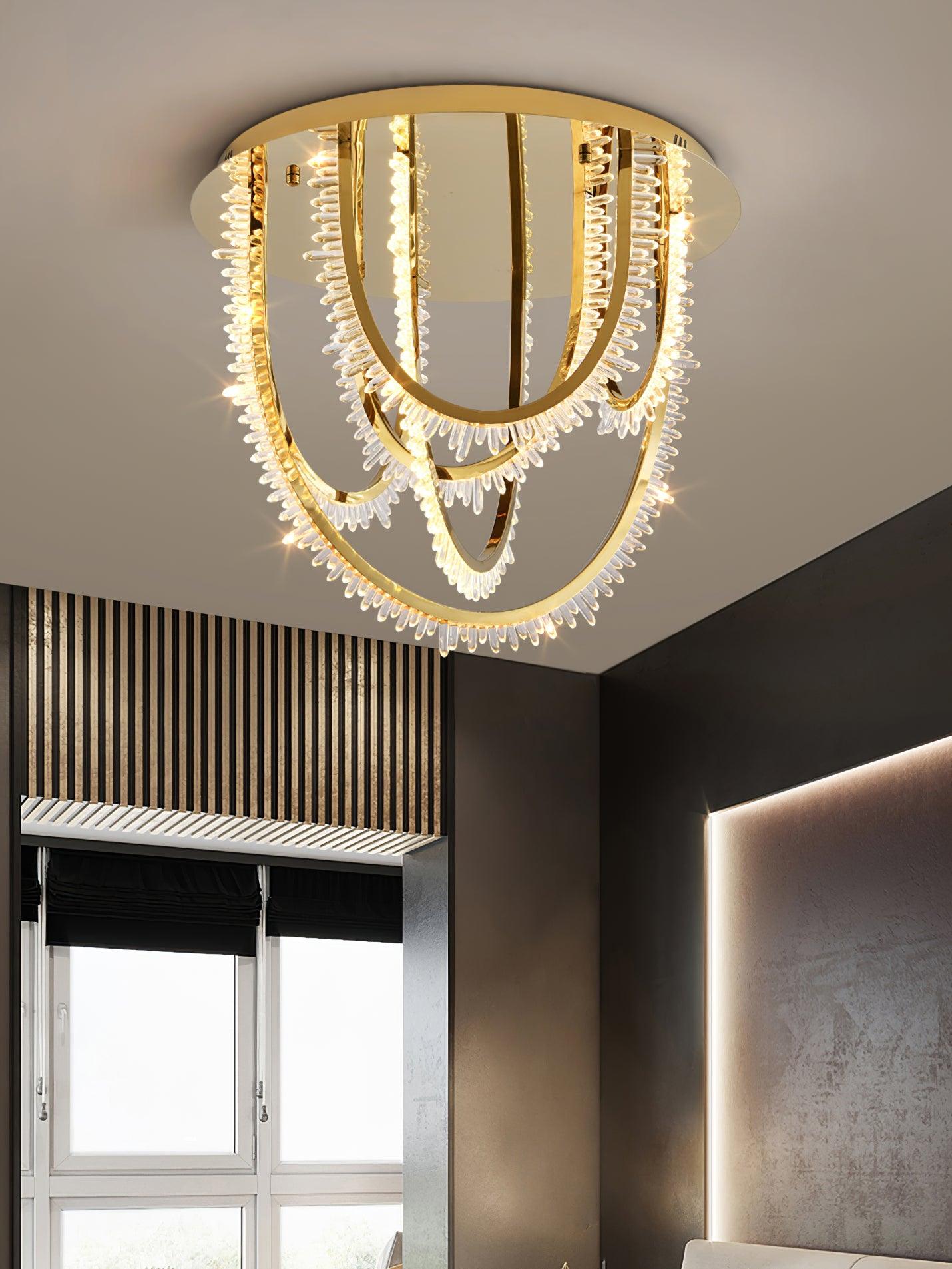 Elegant Crystal Chandelier Ceiling Light Fixture - Modern Dining Room & Bedroom Lighting for Home Decor