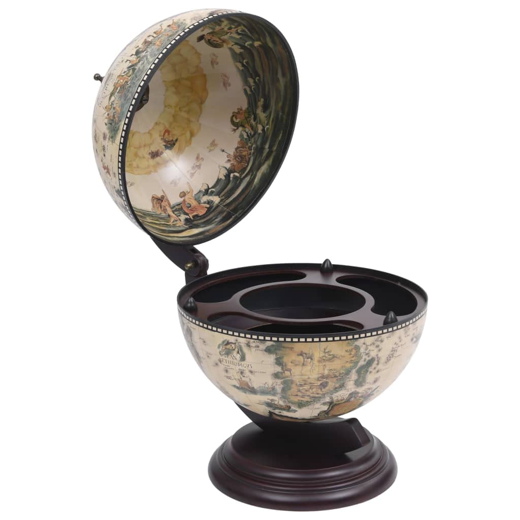 CHARMMA Tabletop Globe Bar Wine Stand - Eucalyptus Wood, White, 4.13KG - Perfect for Home Bars, Wine Cellars & Stylish Kitchen Decor