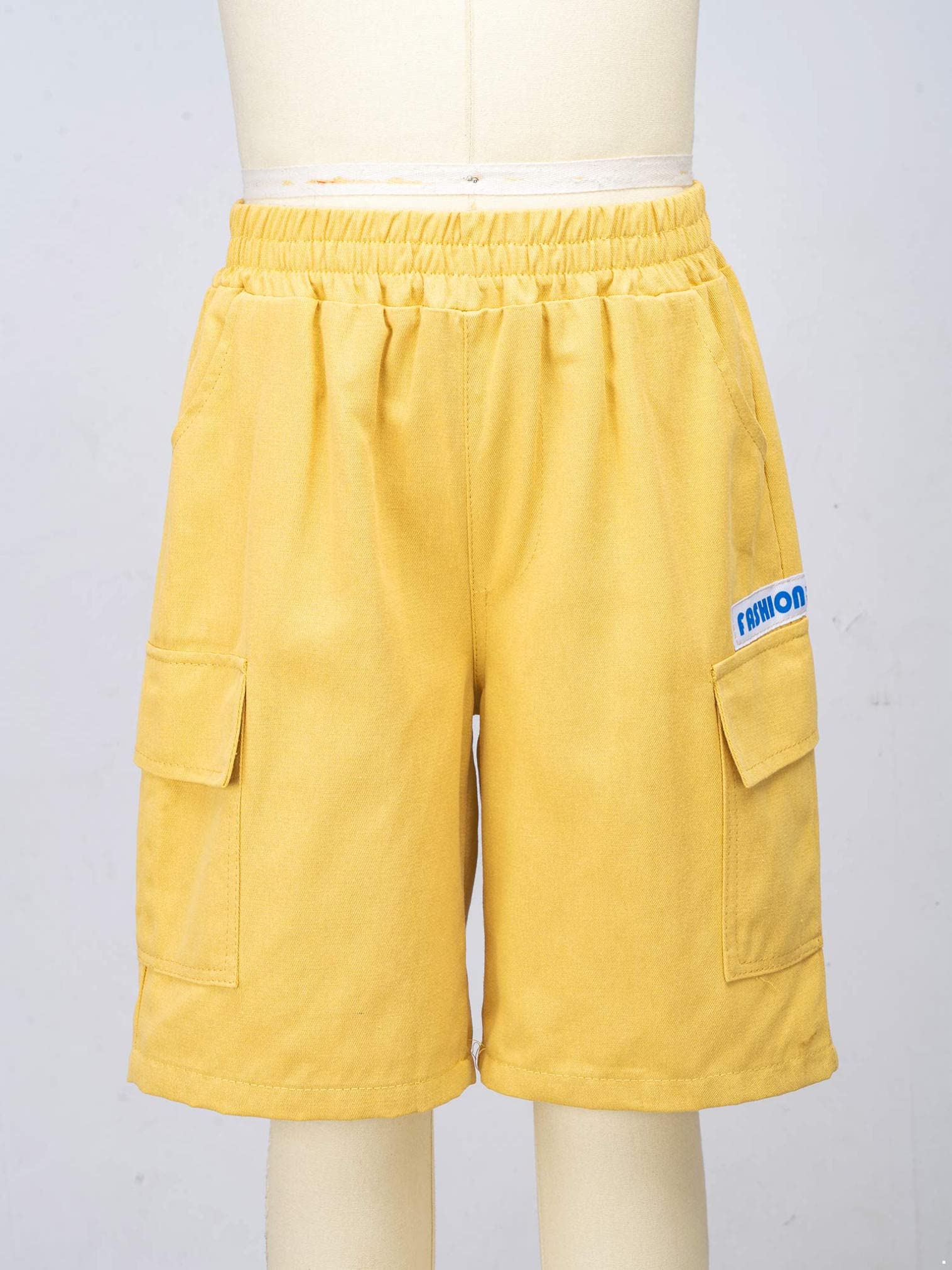 FEESHOW Boys' Cargo Shorts with Elastic Waist - Quick Dry Summer Shorts for Kids with Multiple Pockets - Perfect for Beach, Swimming, Outdoor Play and Casual Wear
