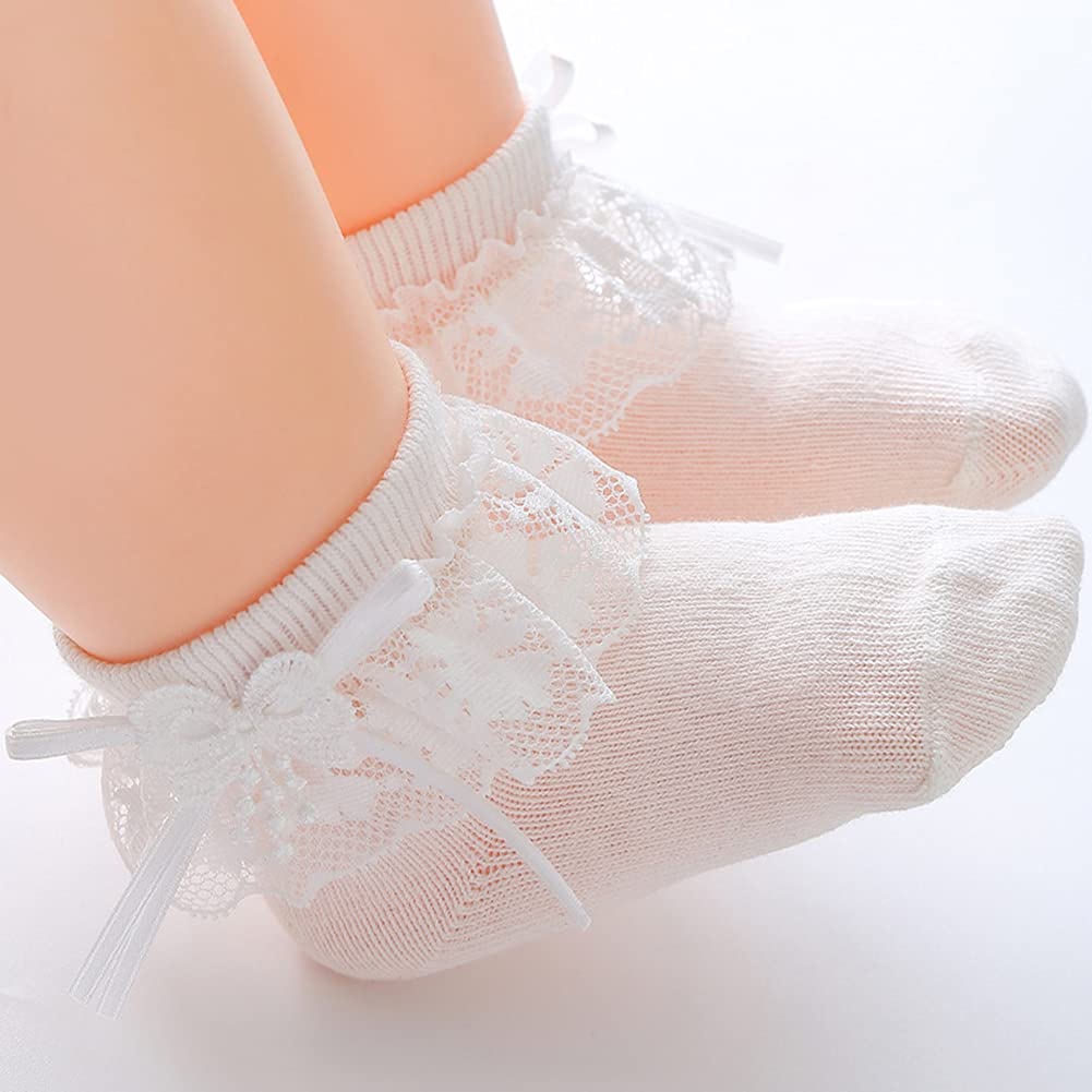 Baby Girl Lace Socks - Princess Style Dress Socks for Newborn, Infant & Toddlers | Soft Cotton Gift Set for Special Occasions & Photo Shoots