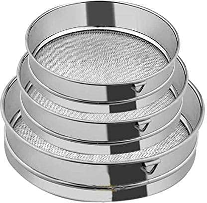 Premium Stainless Steel Flour Sieve Set - 3-Piece (Large, Medium, Small) for Baking, Cooking & Sifting - Gold Star Design - Perfect for Home Kitchens & Bakeries
