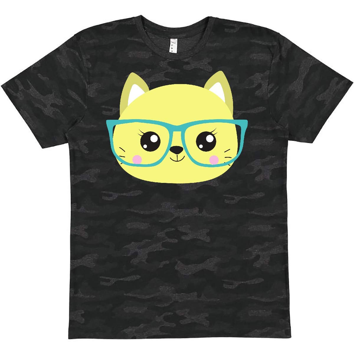 Inktastic Hipster Cat with Glasses - Cute Kitten Graphic T-Shirt for Women & Men | Casual Wear, Cat Lover Gift, Funny Pet Apparel