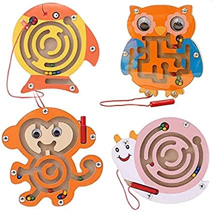 TRU TOYS Wooden Maze Puzzle Game - 20pc Round Labyrinth Brain Teaser for Kids | Educational Learning Toys, Birthday & Holiday Gifts for Boys and Girls | Perfect for Indoor Play, Classroom Activities, and Cognitive Development