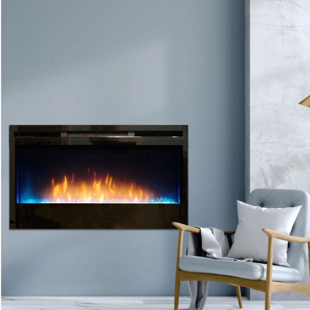Nexfire 34 Inch Linear Built-in/Wall Mounted Electric Fireplace - Modern Recessed Fireplace Heater with Remote Control (EBL34) - Perfect for Living Room, Bedroom & Office Heating & Decor