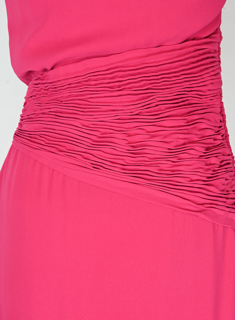 Valentino Fuchsia One-Shoulder Long Dress Size 42 - Perfect for Evening Galas, Red Carpet Events & Special Occasions