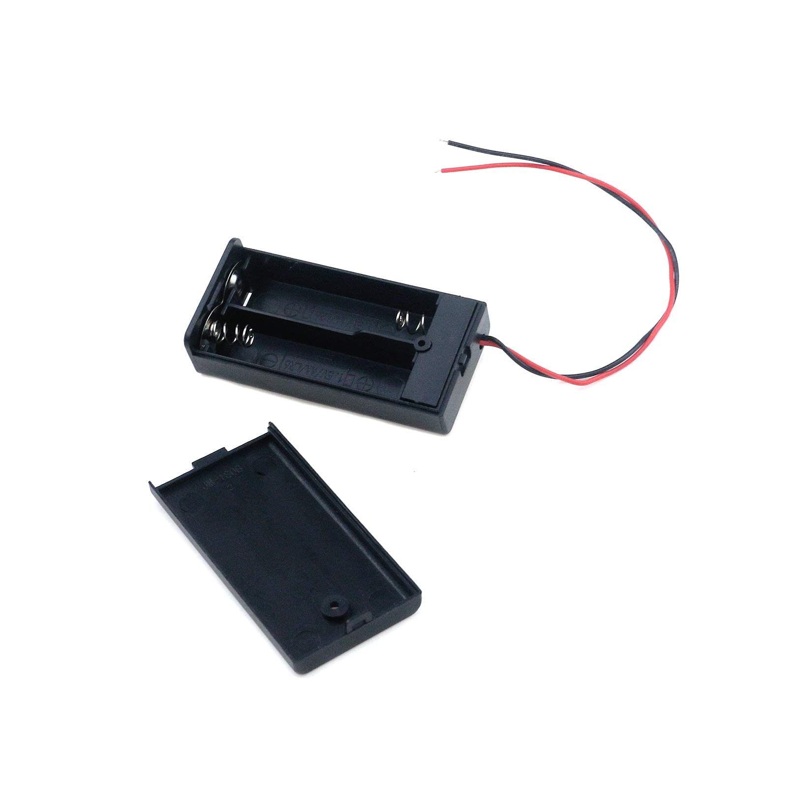 Semetall 12-Pack AA Battery Holder with On/Off Switch - 2 x 1.5V Battery Storage Case with Leads & Cap - Durable Plastic Battery Box for Electronics, Toys, Flashlights & DIY Projects