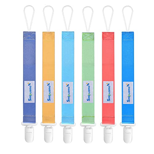 6 Pack Stylish Baby Pacifier Clips - Universal Lightweight Binky Holder for Boys & Girls - Fits Most Pacifiers, Teething Rings & Soothies - Perfect Baby Shower Gift (Pure Colors) - Ideal for Strollers, Car Seats & On-the-Go Parenting