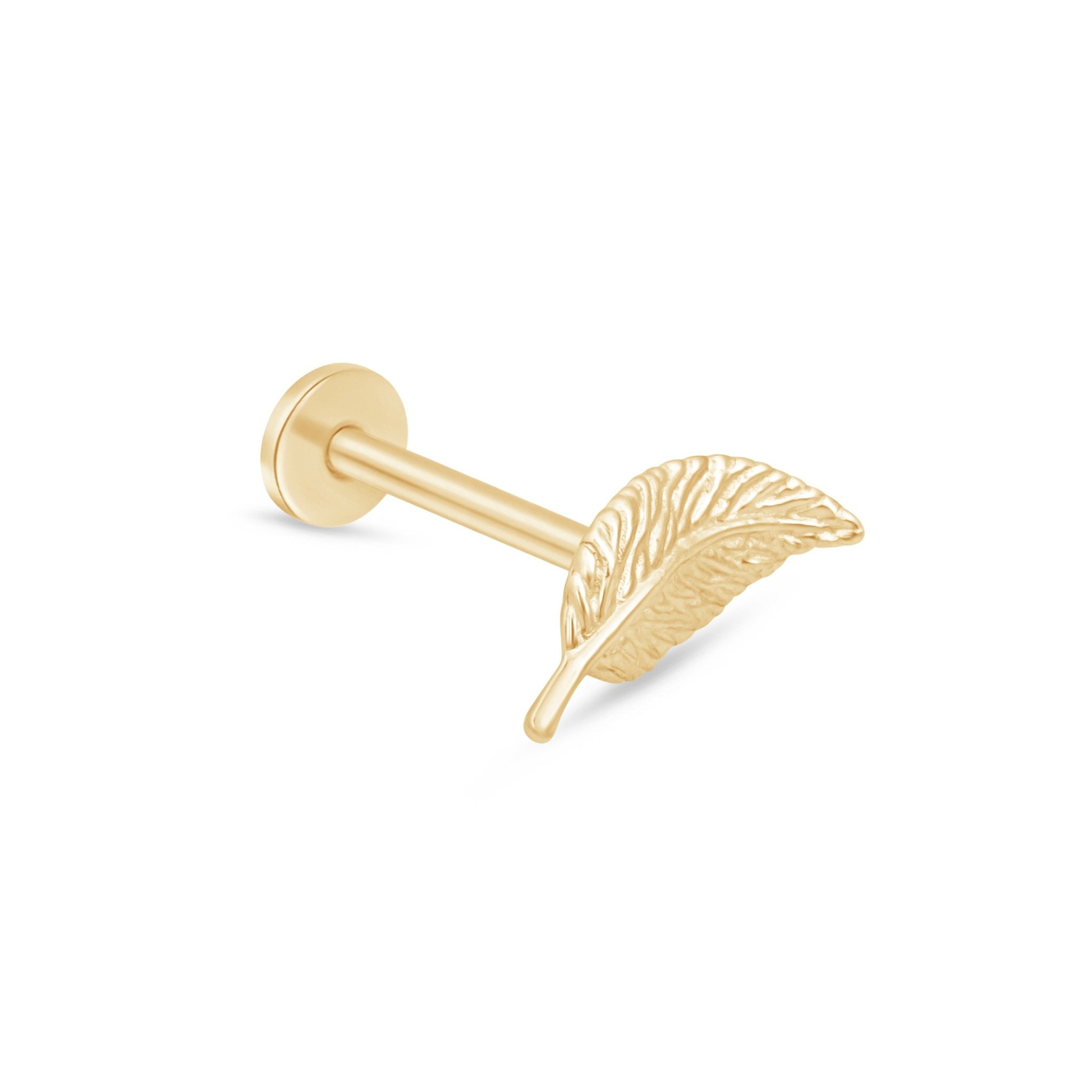 14k Yellow Gold Leaf Flat Back Stud Earrings - Dainty Nature-Inspired Jewelry for Everyday Wear & Special Occasions