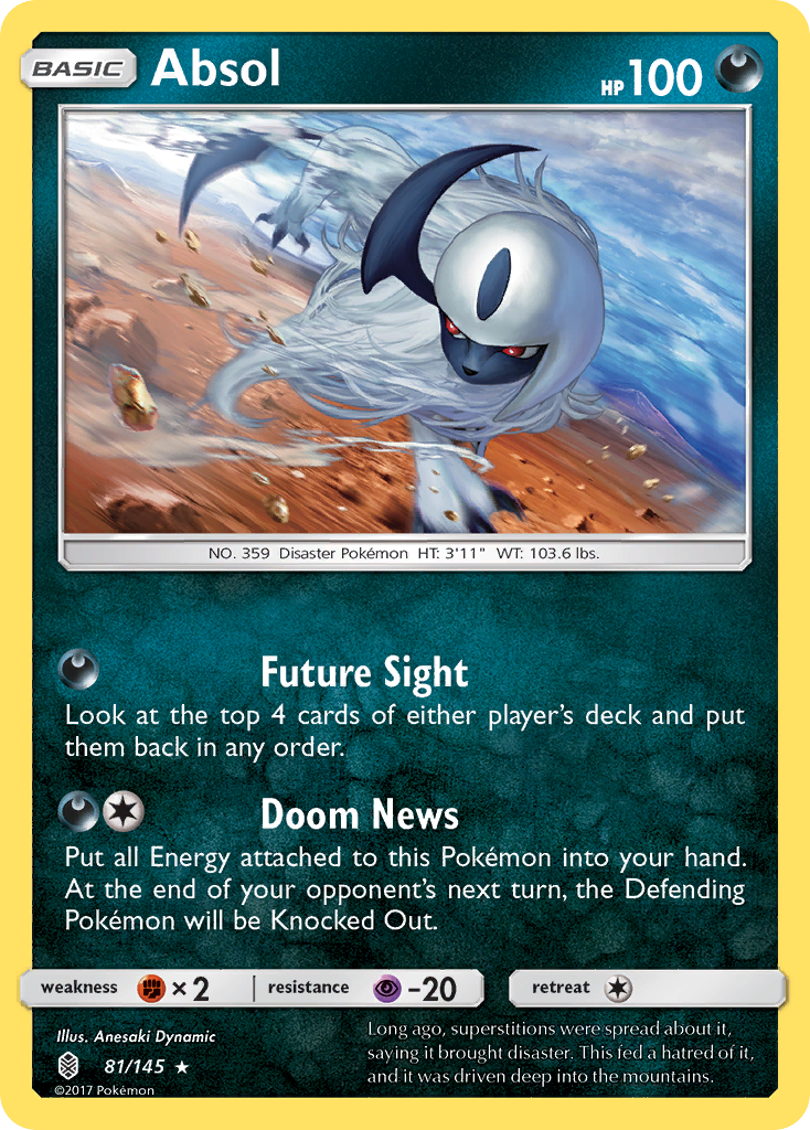 Absol (81/145) Pokemon Sun & Moon Guardians Rising Trading Card - Collectible for Battles & Tournaments