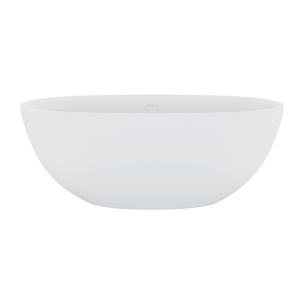 Fienza ST28 1550 Sasso Freestanding Stone Bathtub 1500mm - Matte White Finish | Modern Luxury Bathroom Centerpiece for Spa-Like Relaxation