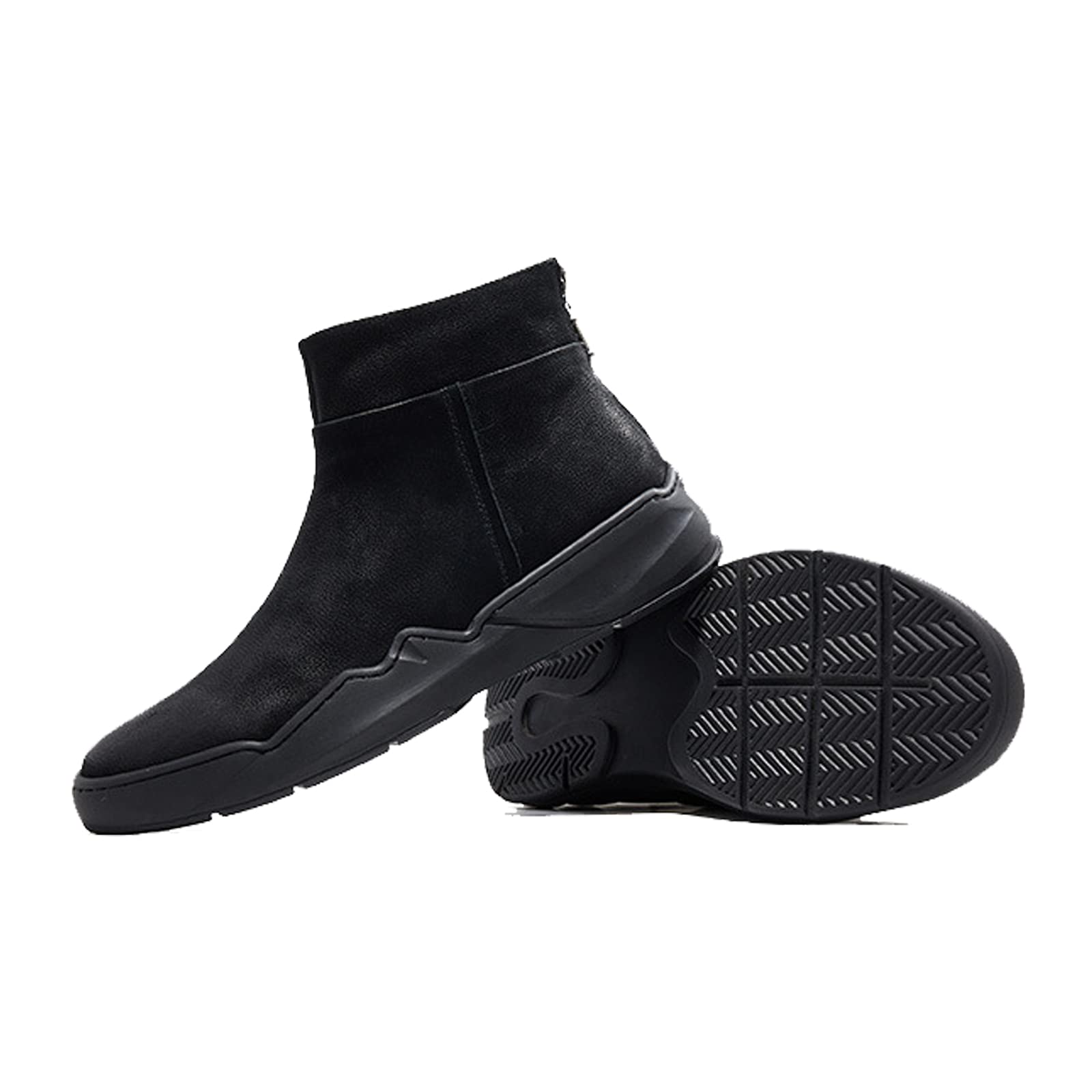 Men's Winter Leather Ankle Boots - Black British Style Warm Leather Boots for Men, Size US 7.5 | Perfect for Casual Outings, Office Wear & Cold Weather Fashion