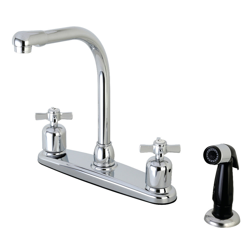 Kingston Brass FB751ZX Millennium 8 Inch Centerset Kitchen Faucet with Pull-Out Sprayer - Modern Chrome Finish for Sink, Dishwashing & Food Prep