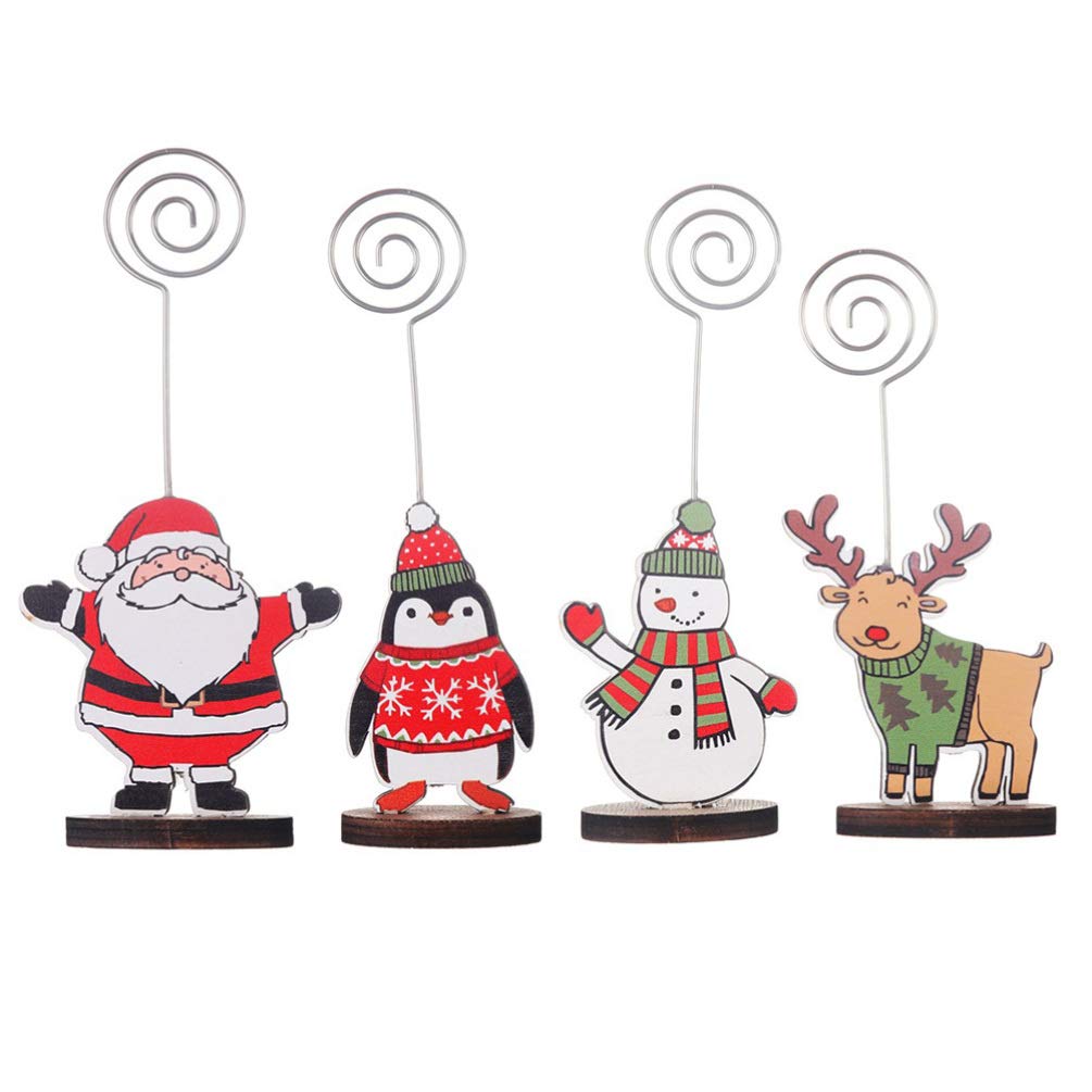 6pcs Christmas Table Number Holders with Snowman & Santa - Decorative Name Place Card Holders for Holiday Parties, Weddings & Events - Perfect for Menus, Notes & Memos