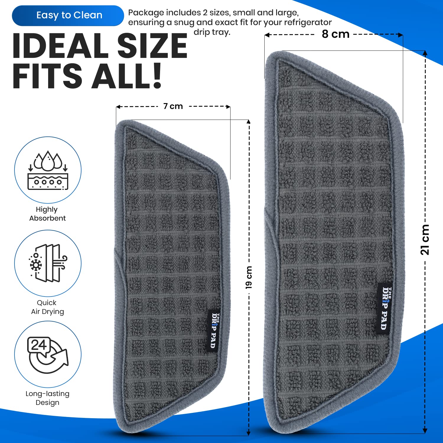 Refrigerator Drip Catcher for Water Tray - 2 Pack Grey Rectangular Ice & Water Dispenser Pan Protector - Prevents Spills, Mineral Build-Up & Water Splatter - Perfect for Kitchen & Home Organization
