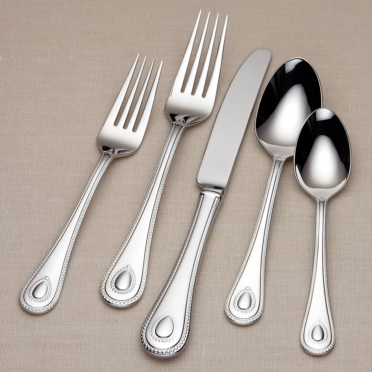65-Piece French Perle Flatware Set - Elegant Stainless Steel Cutlery for Fine Dining, Weddings & Special Occasions
