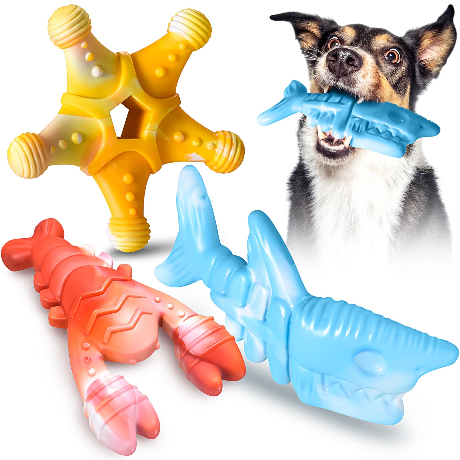 KXK 3-Pack Indestructible Dog Toys for Aggressive Chewers - Durable Chew Toys for Large & Medium Breed Dogs - Super Tough Dog Bone Toys for Powerful Chewers - Perfect for Playtime, Training & Anxiety Relief