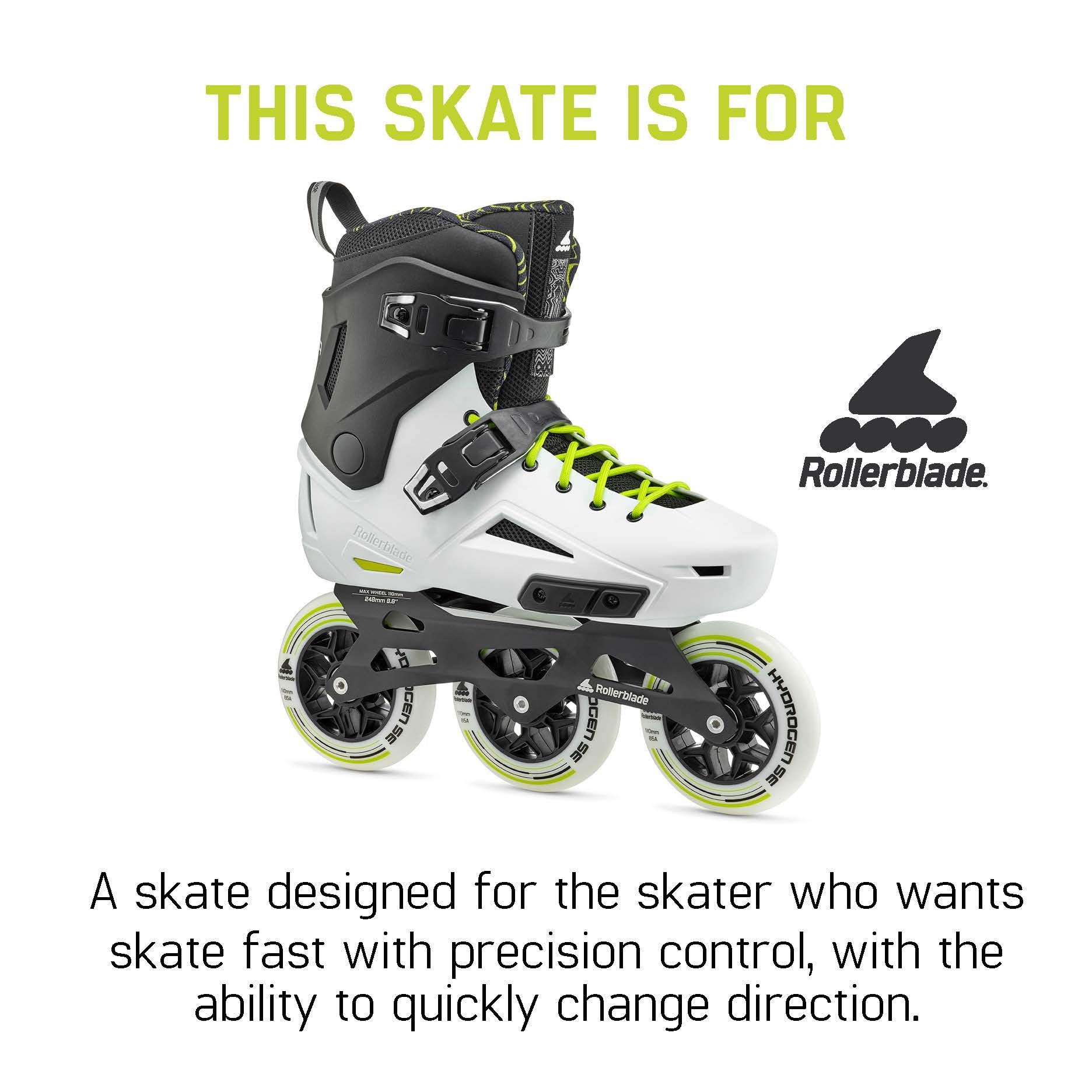 Rollerblade Lightning 110 Unisex Adult Urban Inline Skates - White & Black for Fitness, Commuting & Outdoor Recreation