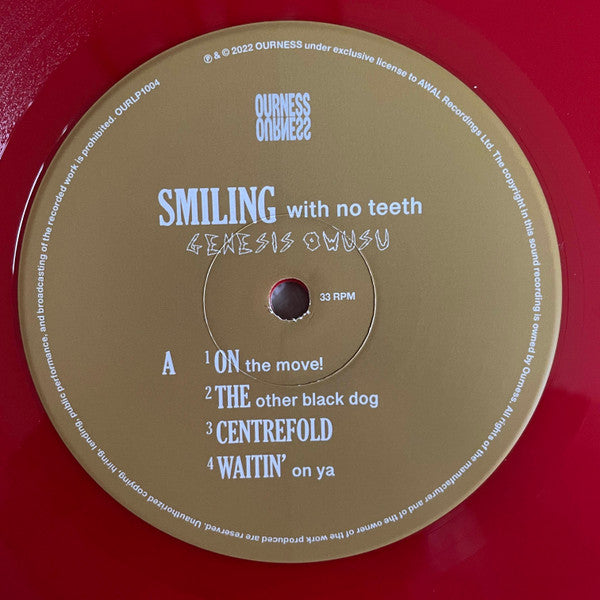 Genesis Owusu - Smiling With No Teeth (2xLP, Album, Limited Edition Red Vinyl, Mint Condition) - Perfect for Record Collectors & Vinyl Enthusiasts