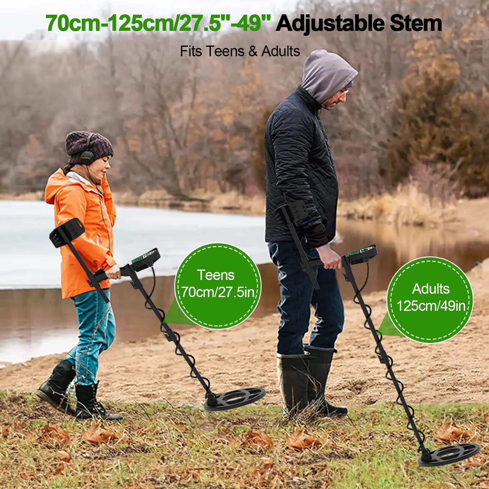 OMMO Professional Metal Detector for Adults - Adjustable Stem, 6 Detection Modes, High Accuracy Gold Detector with IP68 Waterproof Coil | Perfect for Beach Treasure Hunting, Coin Shooting & Outdoor Adventures