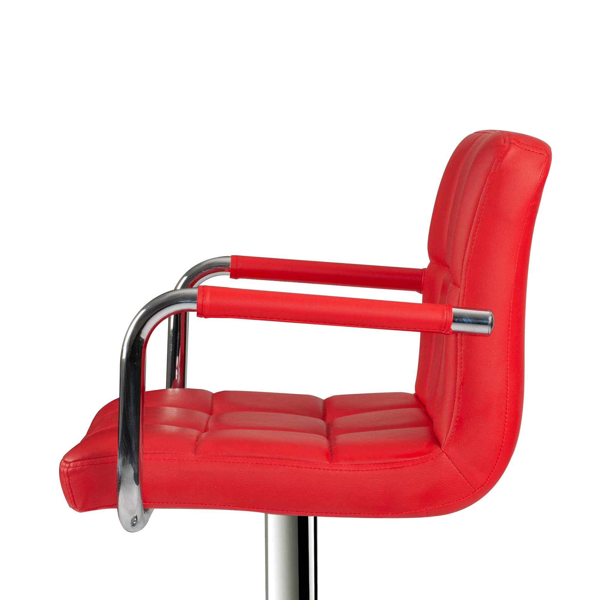 Poundex 2-Piece Red PU Leather Tufted L-Shaped Bar Stool Set - Modern Kitchen Island & Home Bar Counter Stools for Dining & Entertaining