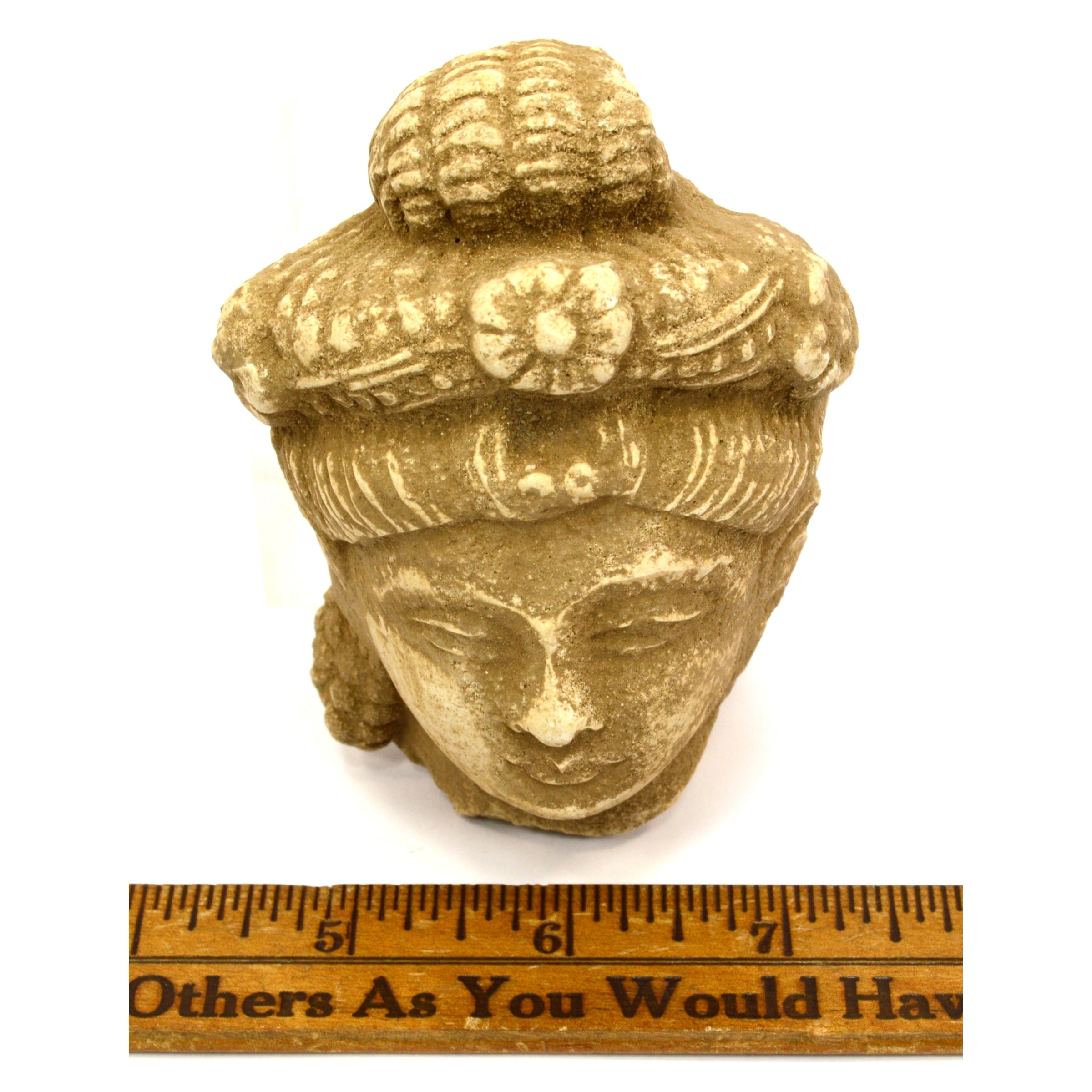 Ancient Gandharan Stucco Head of Bodhisattva - Hand Carved Stone Buddhist Artifact - Perfect for Home Altar, Meditation Space & Asian Art Collection