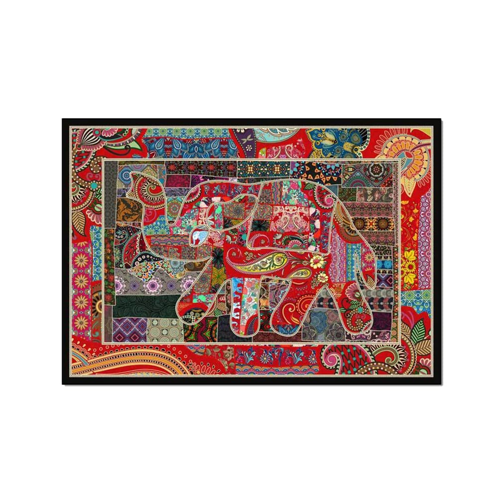 Vintage Boho Elephant Area Rug - Persian Carpet for Living Room, Bedroom, Kitchen Runner, Bathroom Mat - Bohemian Abstract Modern Distressed Design - Home Décor 35.5