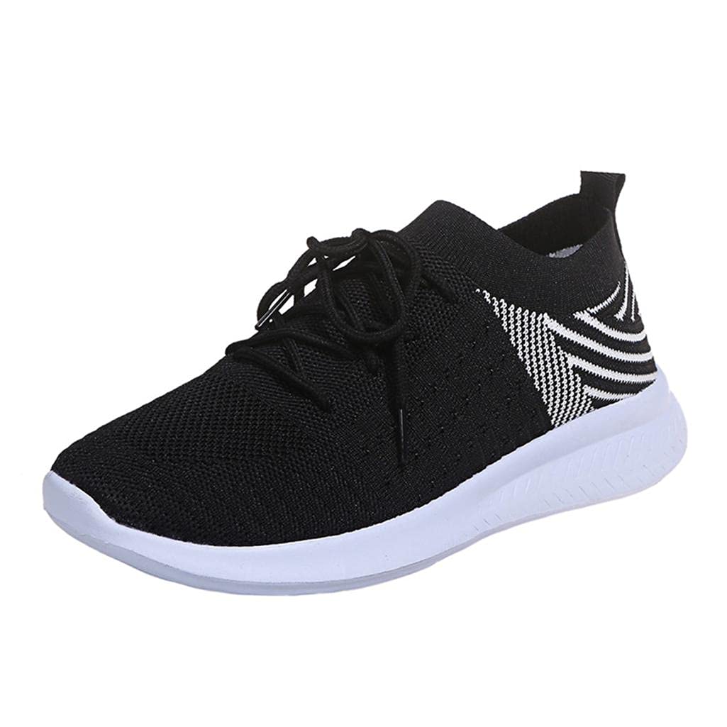 Hbeylia Breathable Mesh Slip-On Sneakers for Women & Men - Lightweight Walking, Running, Tennis & Nursing Shoes - Fashionable Lace-Up Athletic Shoes for Work & Casual Wear - Perfect for Sports, Daily Activities & Nursing Professionals (Black)