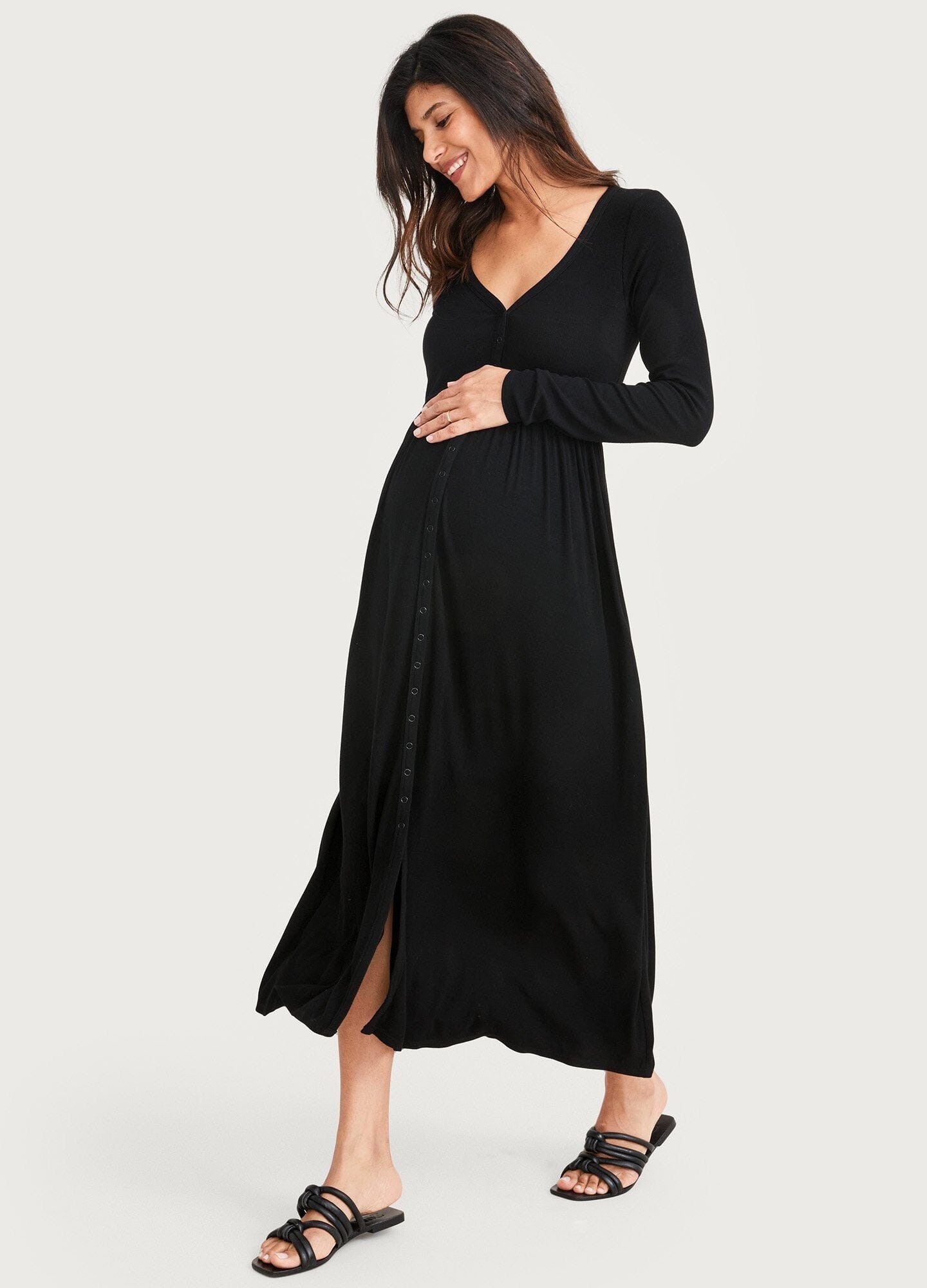 Ultra Soft Ribbed Nursing Dress for Breastfeeding Moms - Comfortable Maternity Wear for Nursing, Lounging & Everyday Use