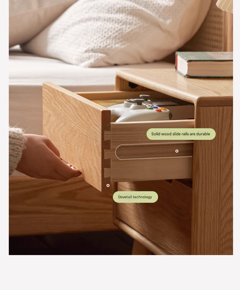Solid Oak Wood Nightstand - Sturdy Bedside Table for Bedroom, Living Room, or Office - Perfect for Storage and Decor