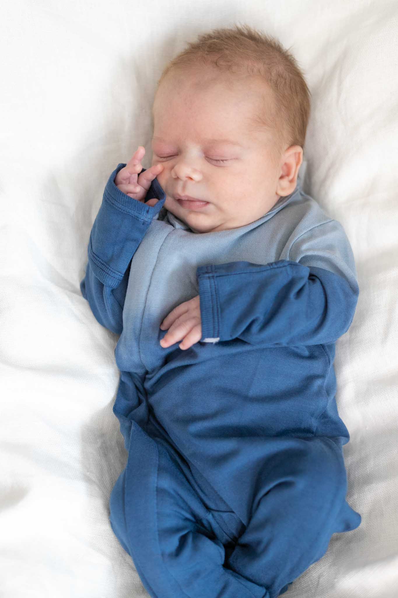 Steel Blue Ombre Dip Dye Baby Boy Zipper Footie Pajamas - Soft & Cozy Sleepwear for Newborns & Infants - Perfect for Nursery, Bedtime & Photo Shoots